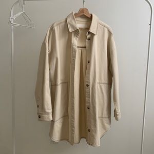 Oak and fort long cream jean jacket